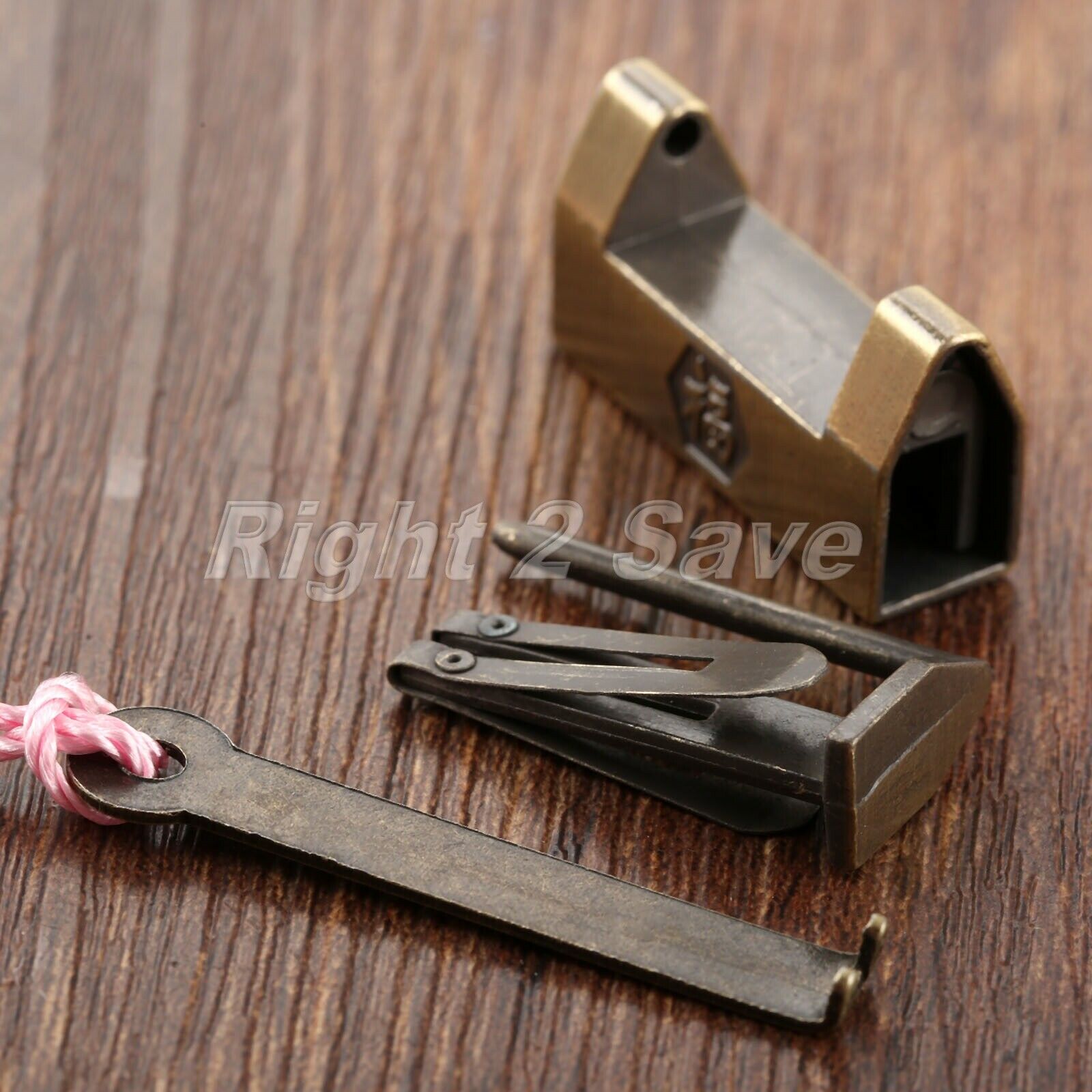 Zinc Alloy Lock Retro Wood Gift Case Jewelry Box Suitcase Padlock Hardware & Key