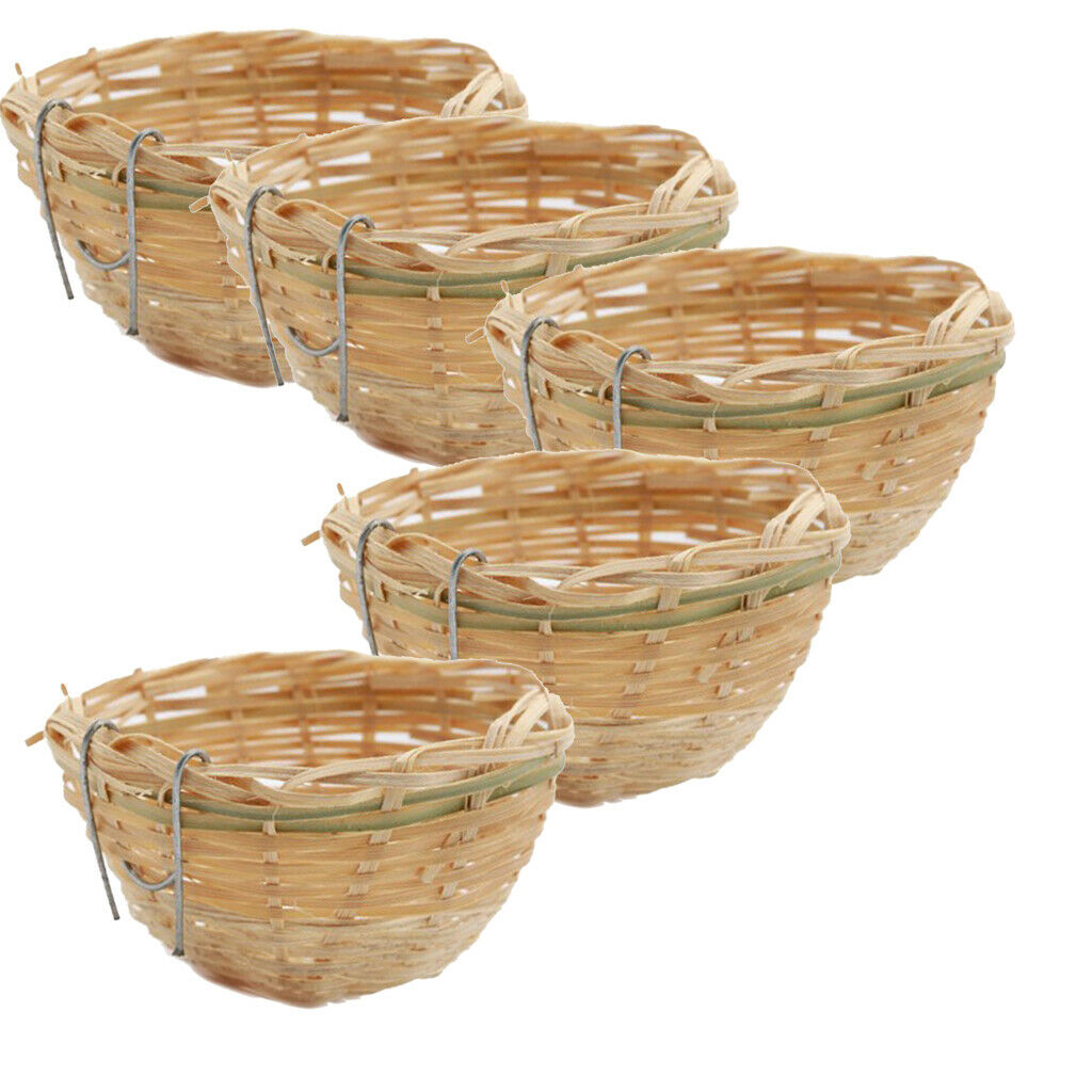 5x Hand-woven Bird Breeding Rest Nest Hanging Cage for Finch Lovebird Budgie