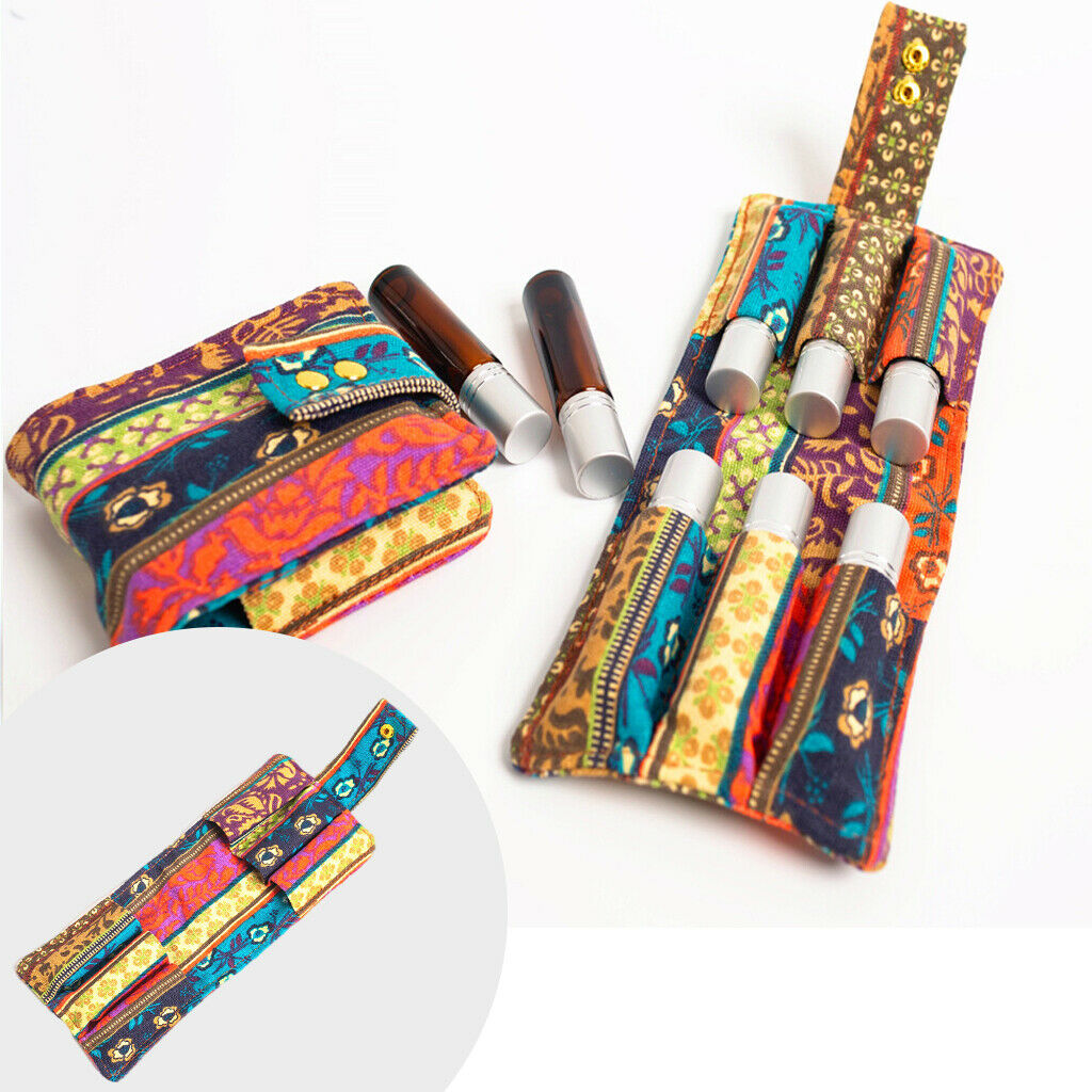 6-bottle 10ml Essential Oil Roller Bottle Carrying Case Nail Polish Storage Bag,