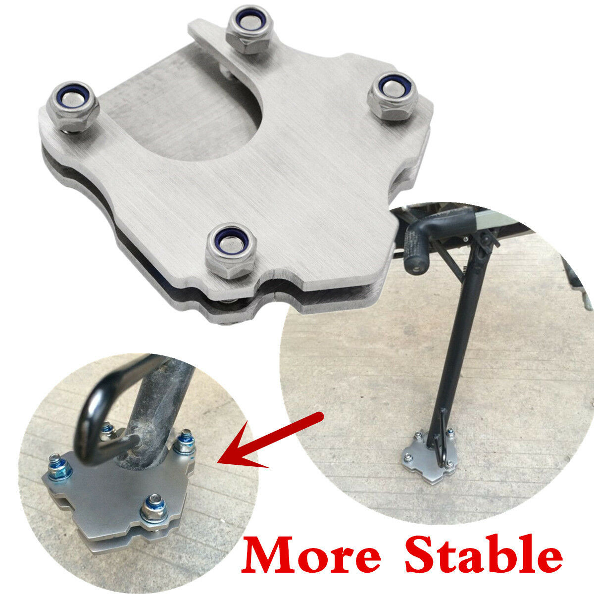 Stainless Steel Motorbike Side Kickstand Stand Extension Plate Bigger Stand Foot