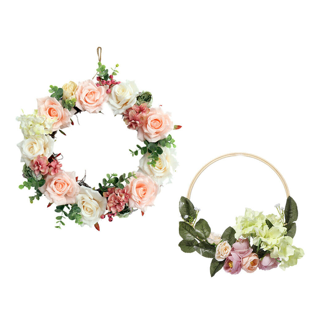 Pack of 2 Realistic Front Door Wreath Garland Garland Wedding 8''/15'' Pink
