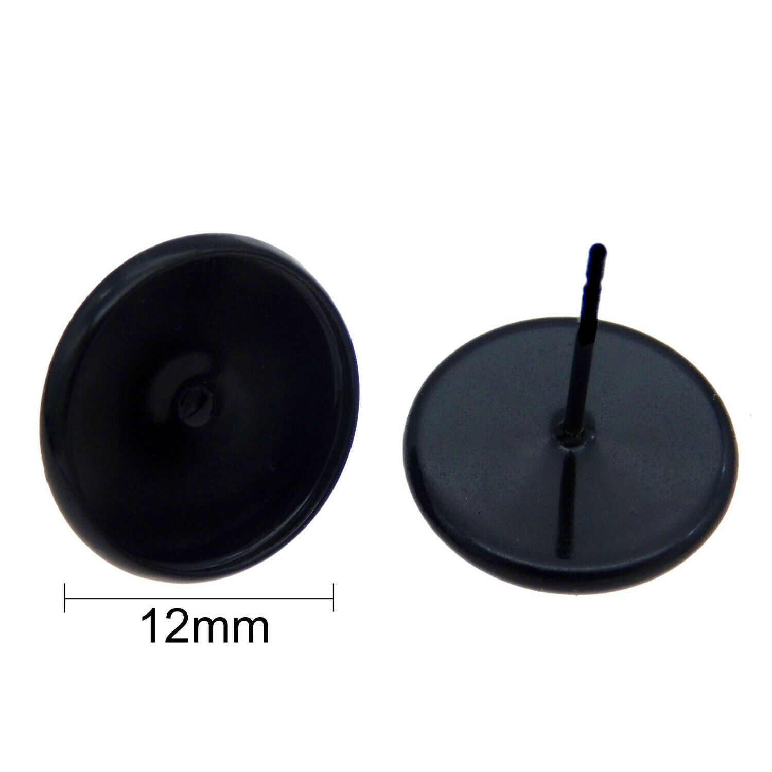 5 pairs Black Brass Metal Cup Earring Post Stud DIY Jewelry Craft Inner 12mm