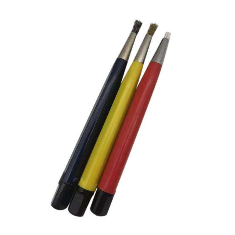 3pcs/set Fiberglass Brass Steel Scratch Brush Pen Polish Watch Rust Dirt Remover