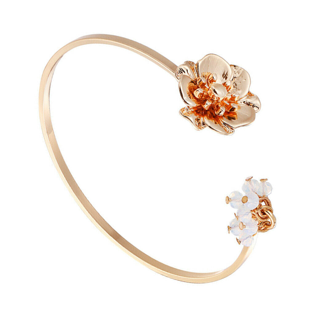 Minimalist Flower Open Cuff Bracelet Adjustable Wire Bangle Fashion Jewelry