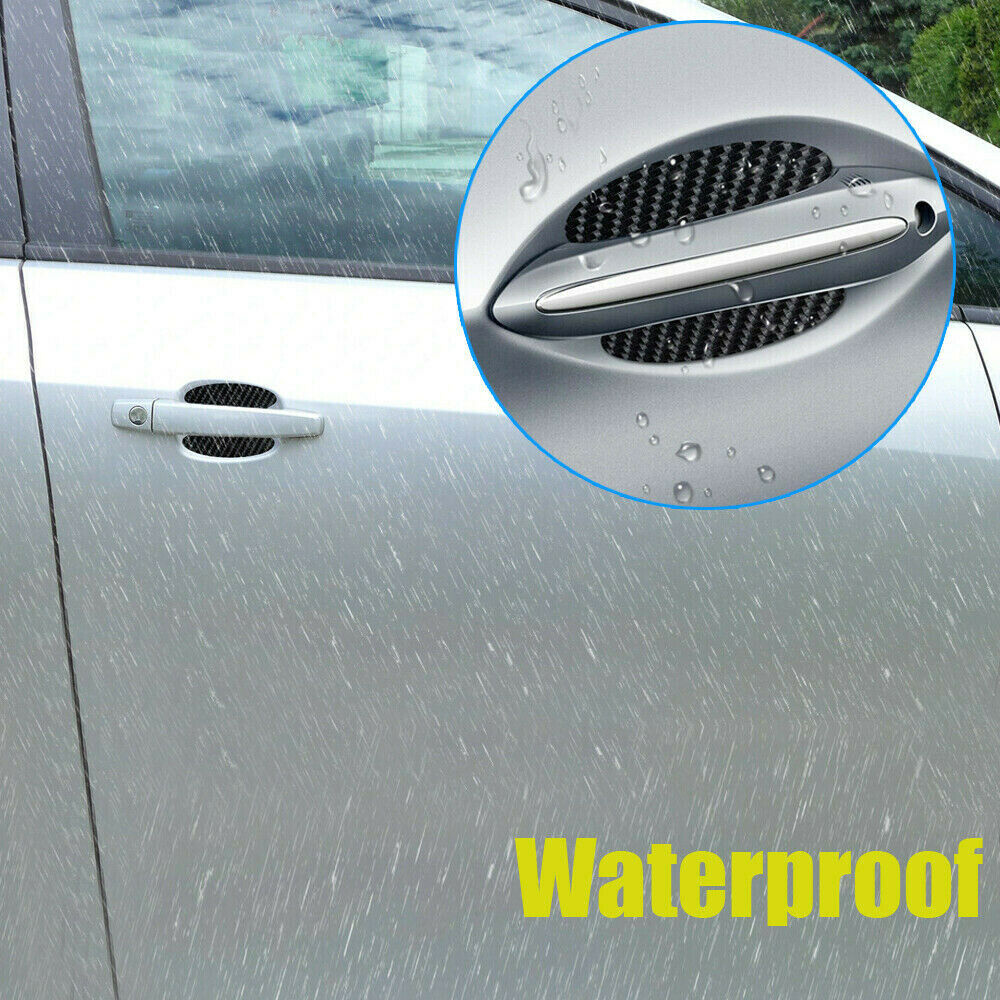 Carbon Fiber Car Door Handle Protector Film Anti-Scratch Stickers Accessories X4