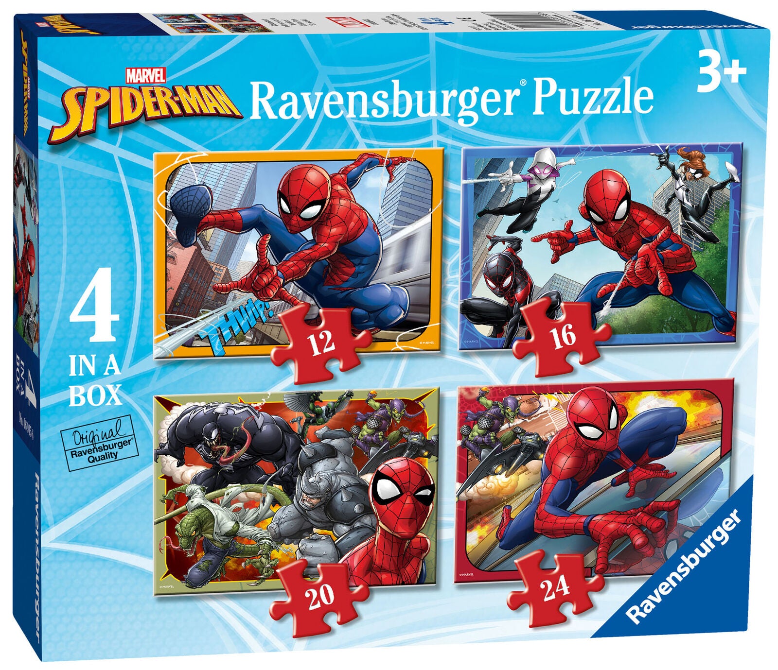 06915 Ravensburger Spider-Man 4-in-Box Jigsaw 12 16 20 24pc Puzzle Age 3+