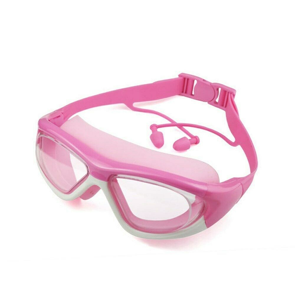Children Swimming Goggles HD Waterproof Anti-fog Silicone Strap PC Lens Red CA