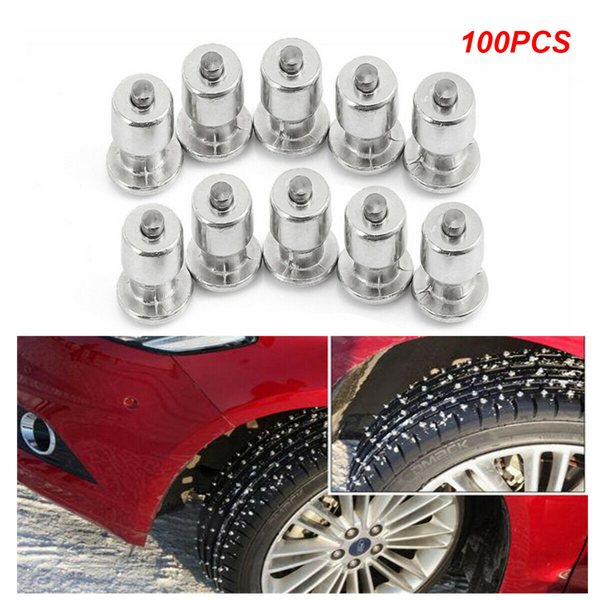 100PCS Winter Universal Car Motorcycle Tire Studs Snow Chain Studs 8-12-2 (mm)