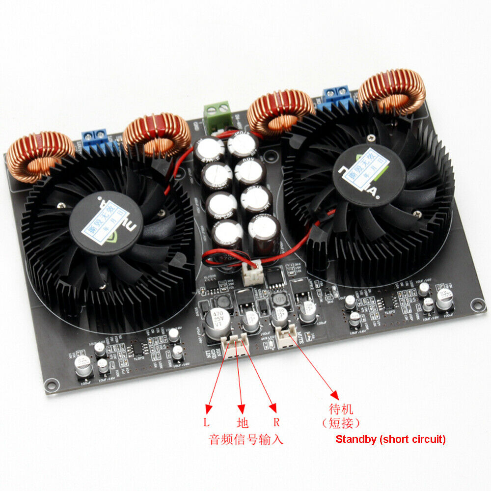 Class D Dual Core TPA3255 High Power 2.0 Power Amplifier Board Air Cooled 2*600W