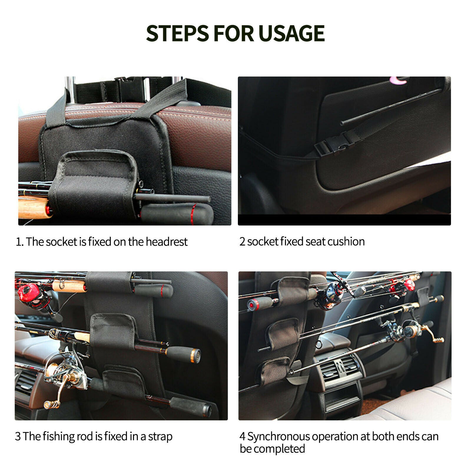 Fishing Rod Rest Holder Car Carrier Vehicle Backseat Rod Rack 3 Poles Storage