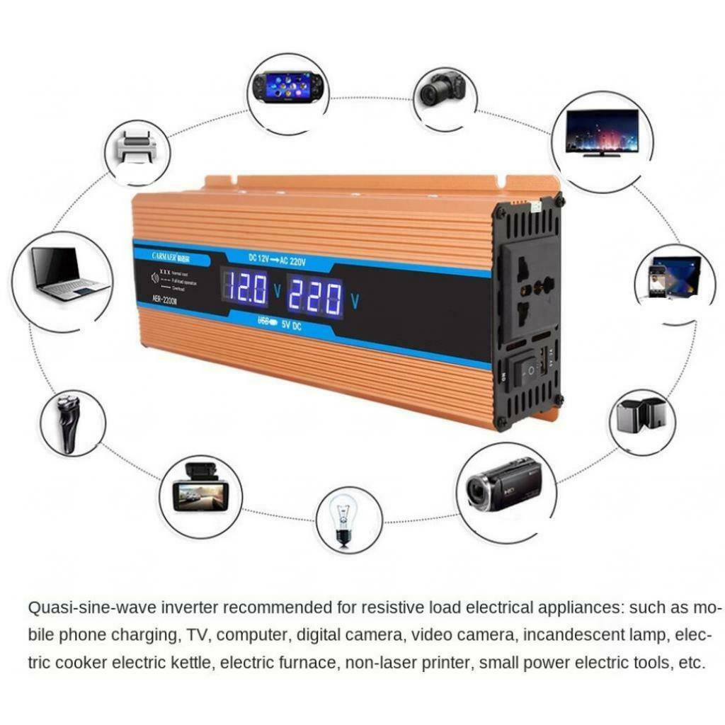 1600W DC12-48V to AC220V Car Power Inverter Converter for Camping Outdoor