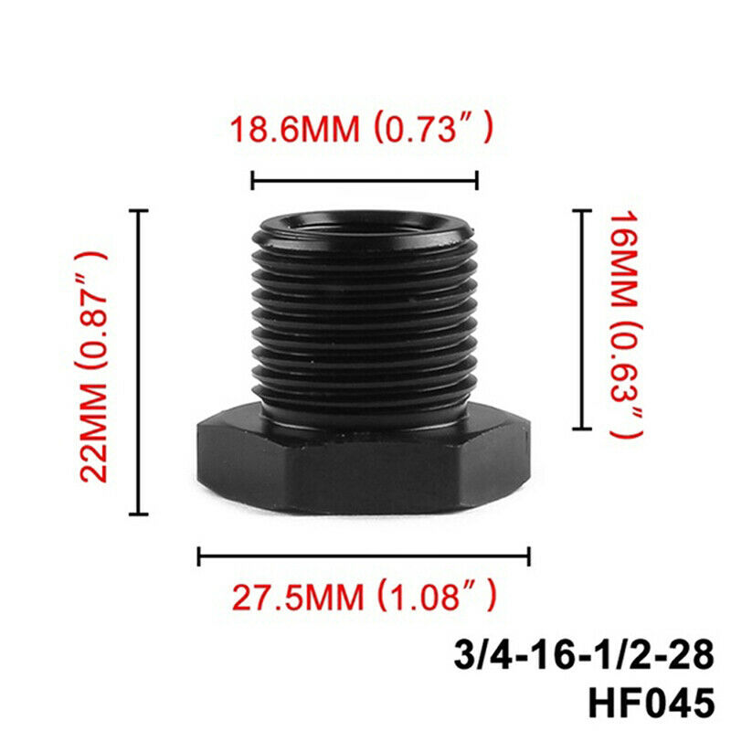 1/2-28 To 3/4-16 Threaded Adapter Automotive Oil Filter  Black Knurled C .l8
