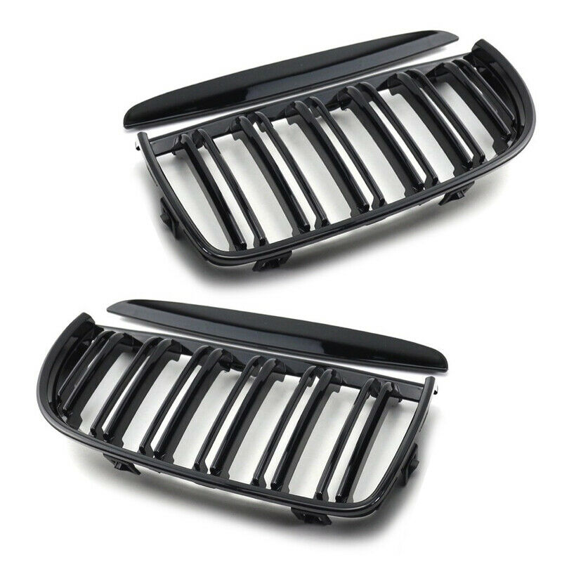2x Gloss Black Front Hood Kidney Grill Grille Fit For BMW 3 Series E90 E91