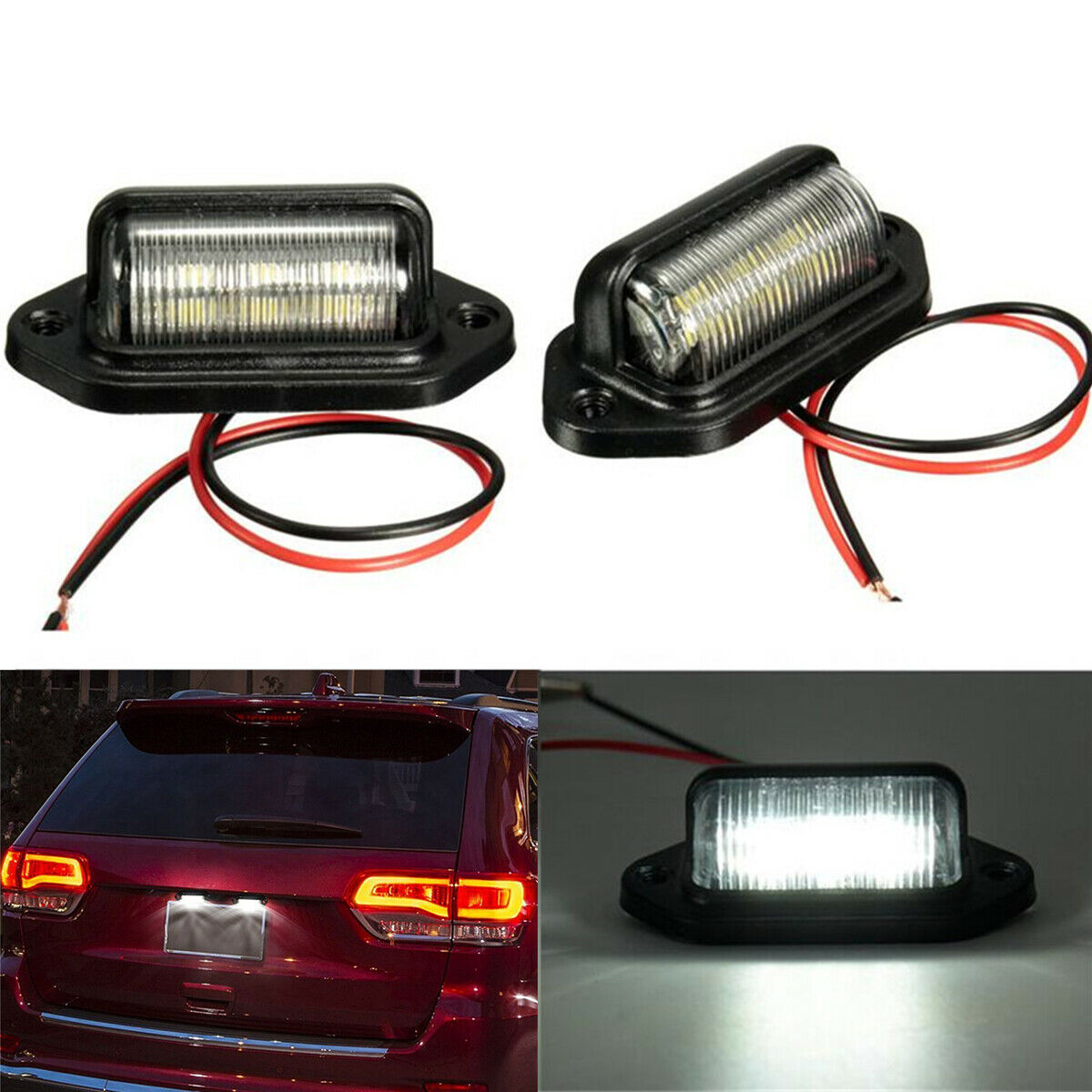 2PCS 6-SMD LED License Plate Tag Light Lamps 6000K White 1.8W Car lighting bulbs