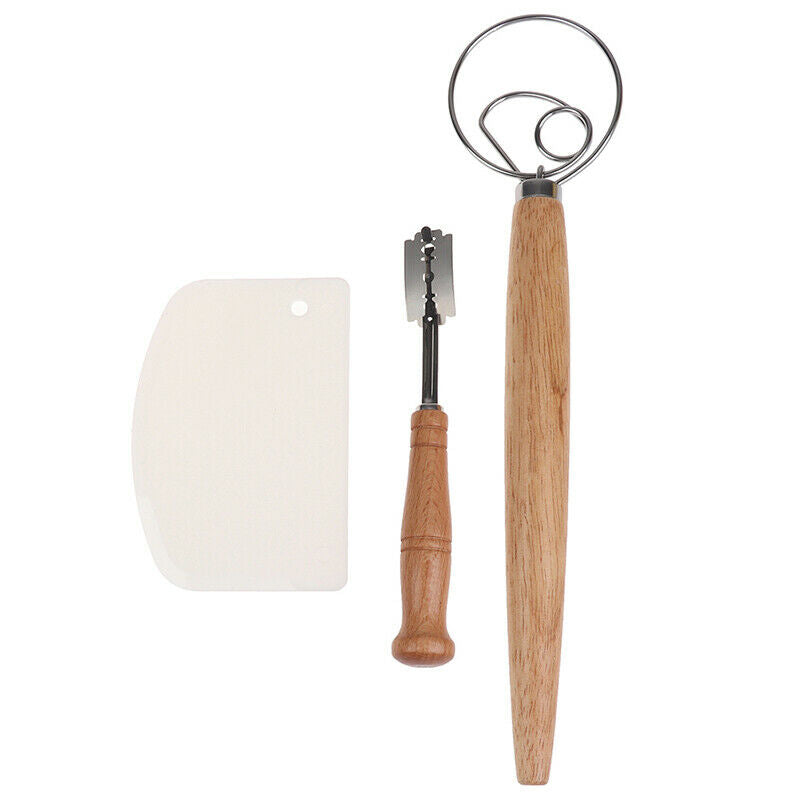 Bread Baking Tool Set Danish Dough Whisk Plastic Dough Scraper for HomemadeJ_DD