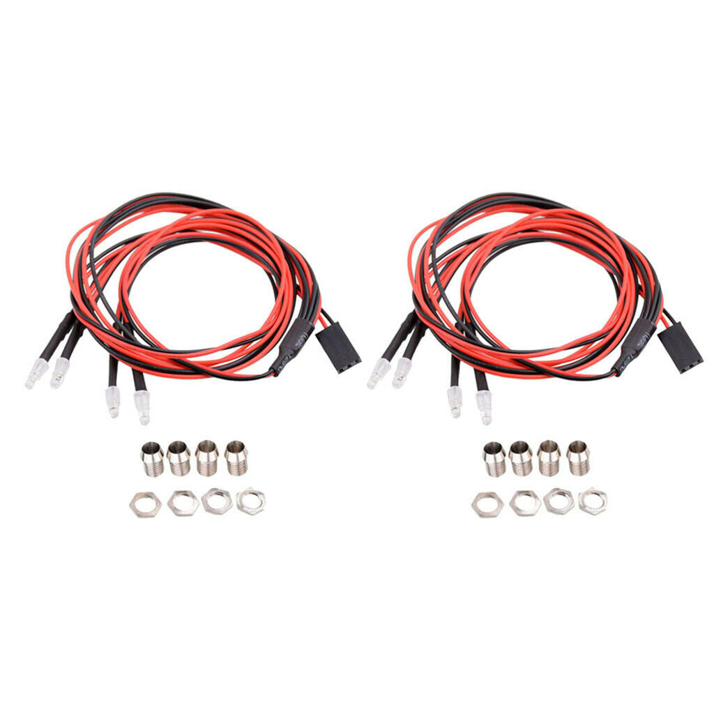 2 Set Headlights 3mm for 1/5 1/8 1/10 1/12 1/16 RC Car Truck 4 LED Light Kit