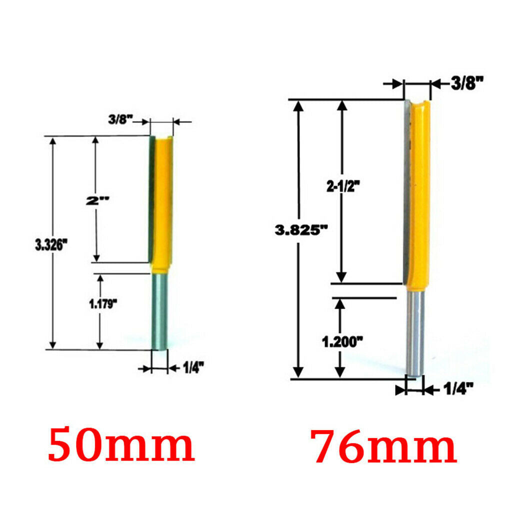 2Pcs 1/4" Shank Extra Long Flush Trim Router Bit Woodworking Cutter Tool