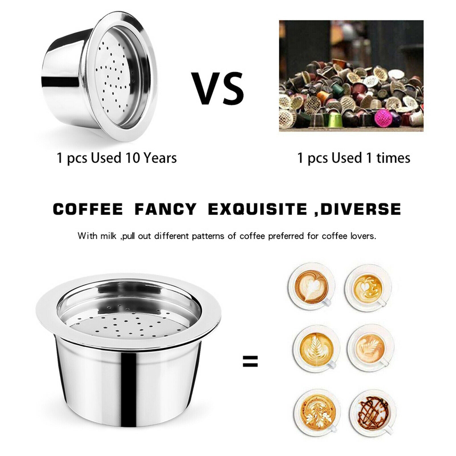 Metal Reusable Coffee Capsule Pod Cup Brush Fit for ALDI Expressi K FEE