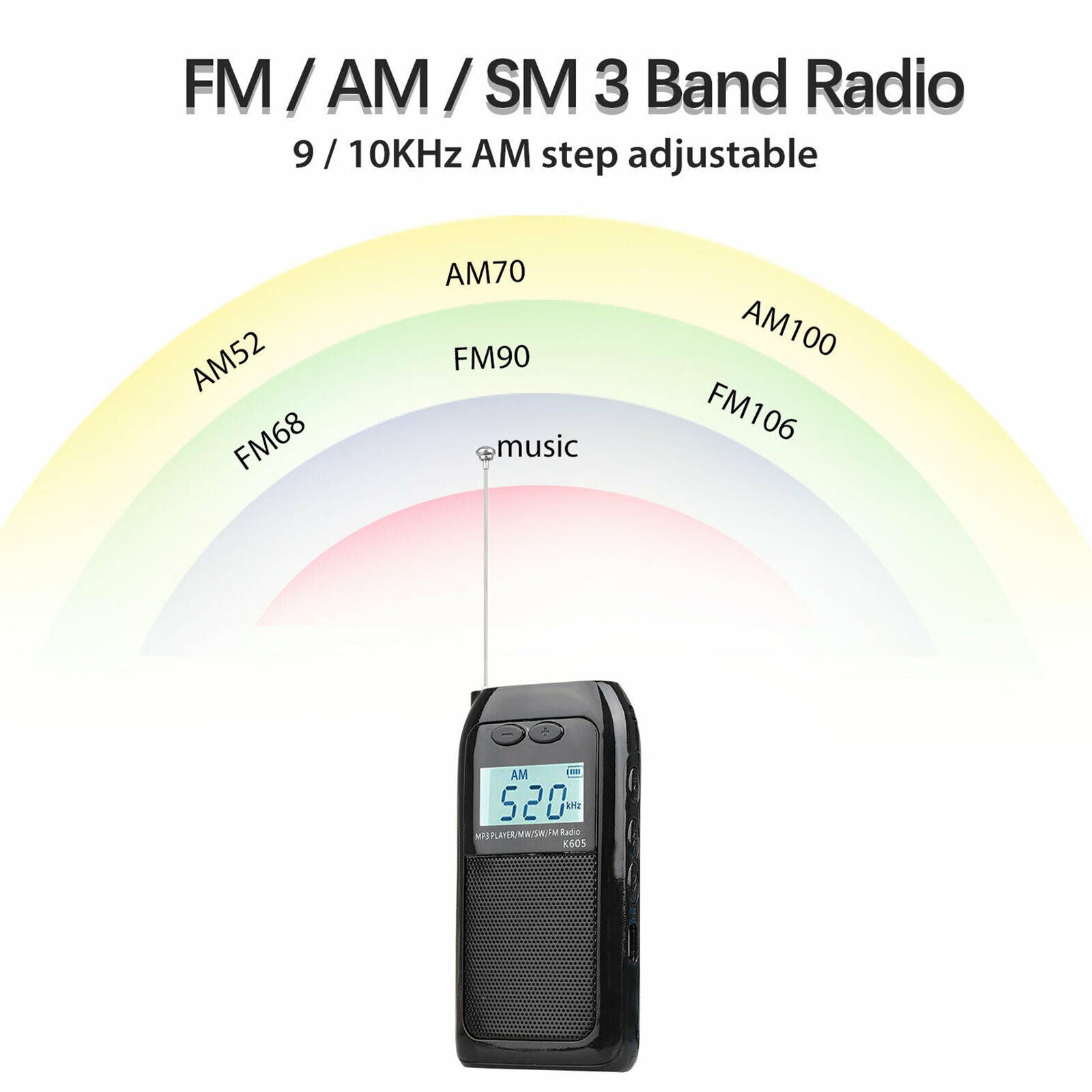 Portable Digital FM AM SM Radio Mini Pocket  Receiver Stereo w/ Earphones