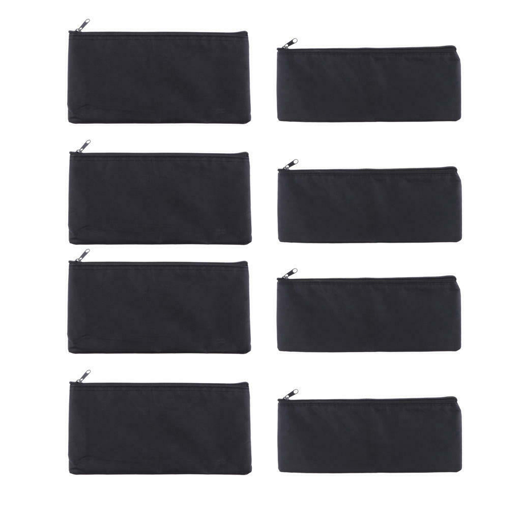 8Pieces Premium Microphone Protective Bags Pouch Zipper Soft Durable Black