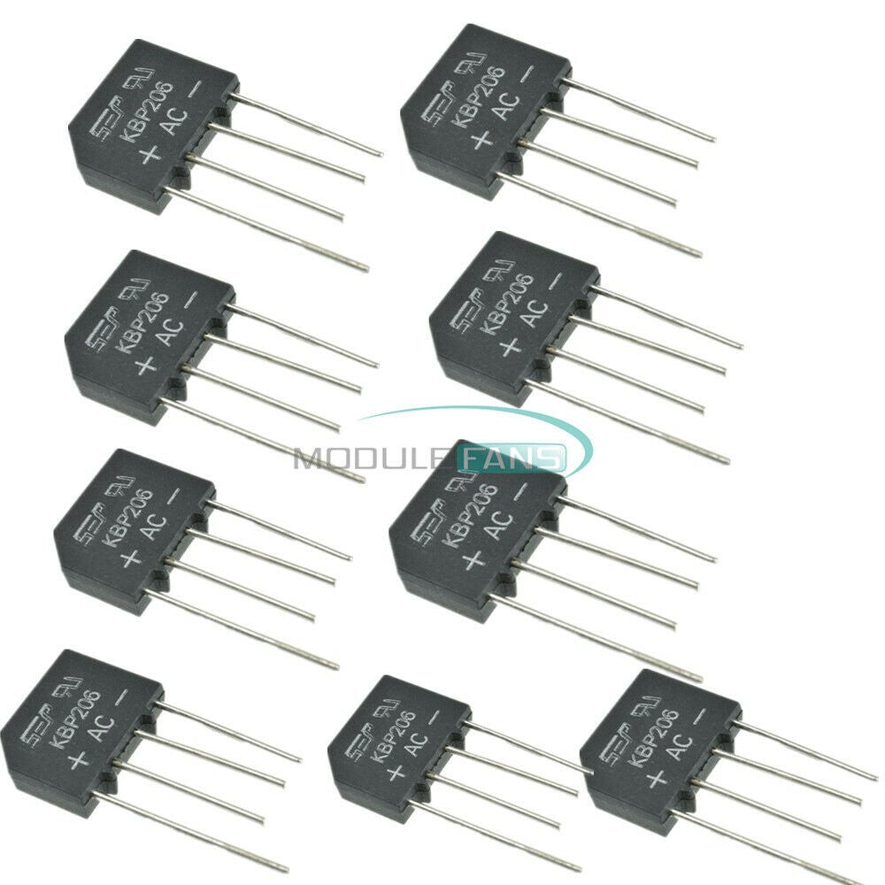 10PCS KBP206 KBP206G Single Phase 2.0 AMPS Glass Passivated Bridge Rectifiers IC