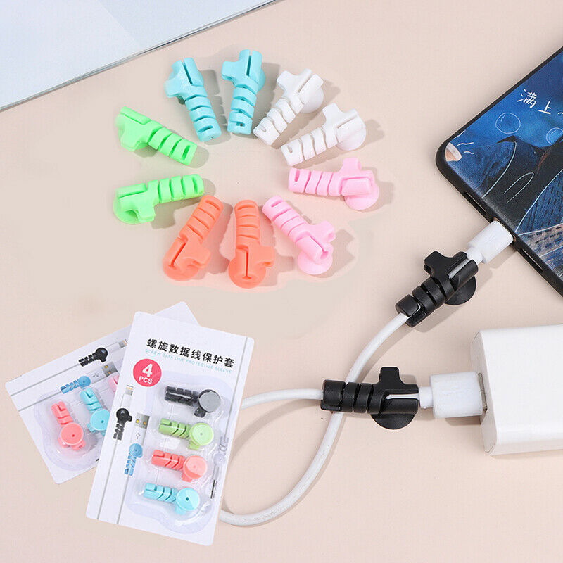 4Pcs Cable Protector Winder Sucker Spiral Cable Protective Cover Cable Or.l8