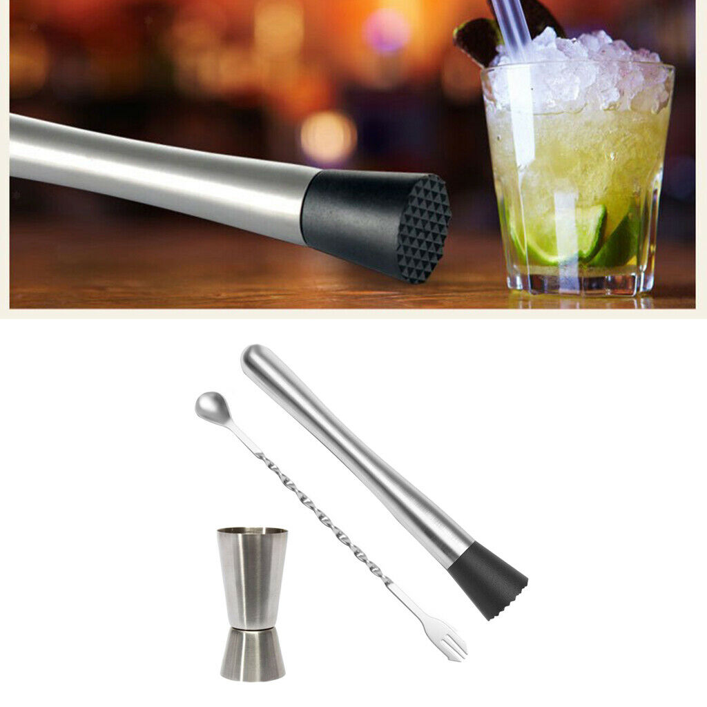Stainless Steel Cocktail Muddler Blender Drink Bartender Martini Bar Tool Set