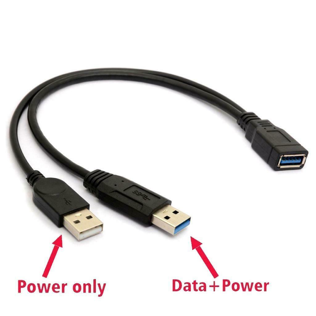 USB Female to Dual USB Male Extra Power Data Y Extension Splitter Cable