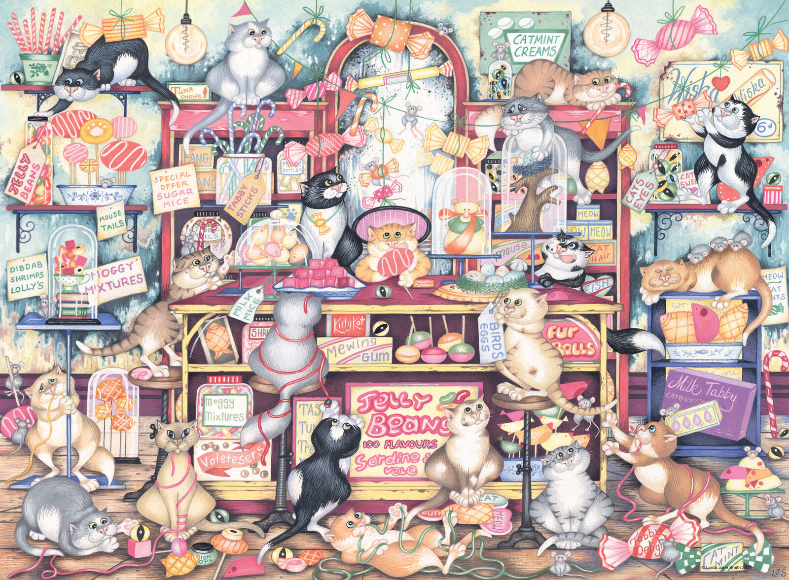 16756 Ravensburger Crazy Cats Mr Catkin's Confectionery Jigsaw Puzzle 500pc 10+