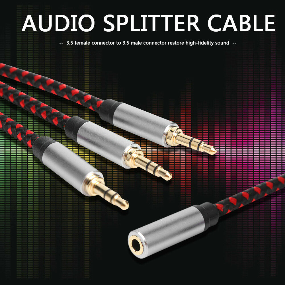3.5mm Audio Splitter Adapter Cable 1 Female to 3 Male AUX Extension Cord @