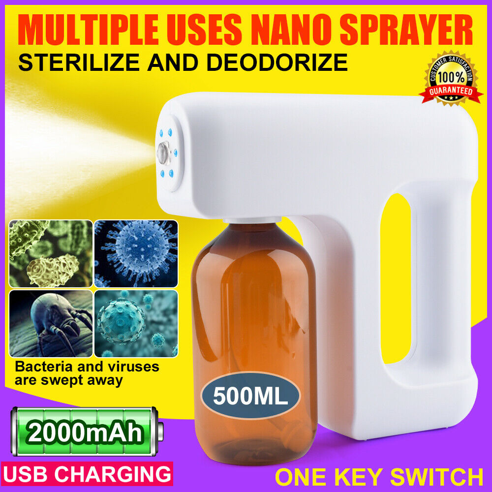 500ML Wireless Nano Blue Light Steam Spray Disinfection Sprayer Gun USB Charging