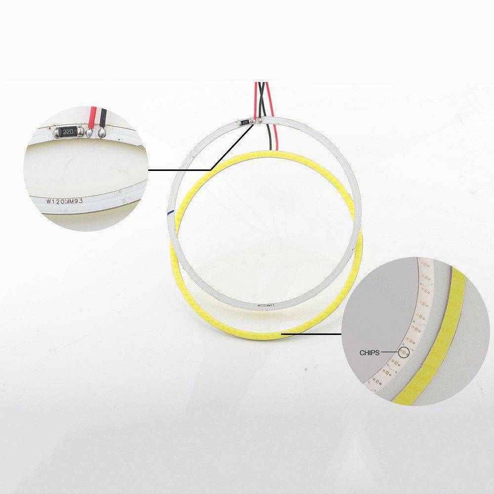 Universal 60LED 70mm Car COB Angel Eyes Warning Headlight Halo Ring Drving Lamps