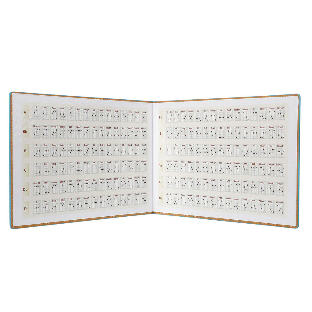 1pc Ukulele Chord Chart Book PU+Paper Collect All Chords EASY TO CARRY