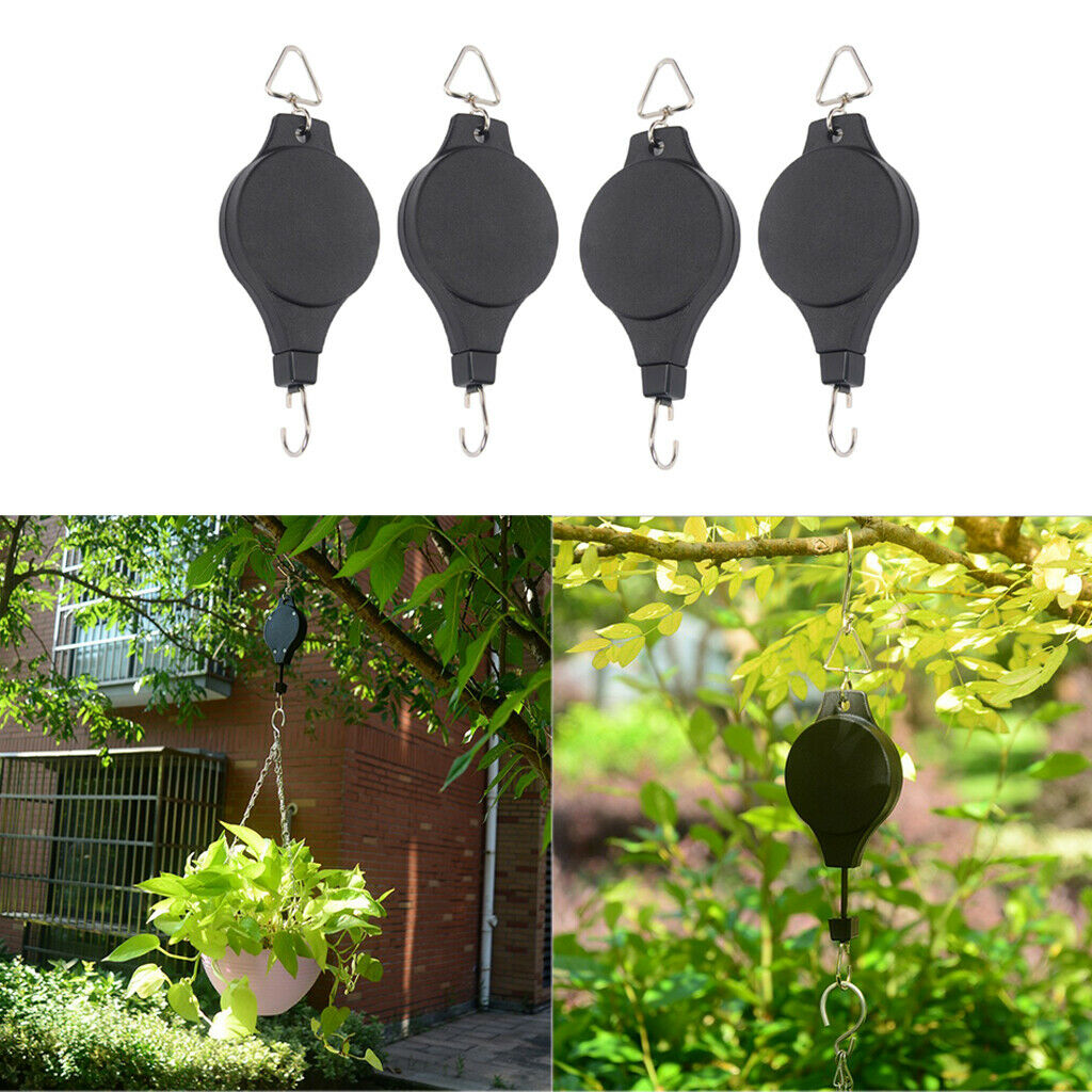 4Pcs Plant Pulley Hanging Basket Hook Baskets Pots Hanger Hanging Decoration