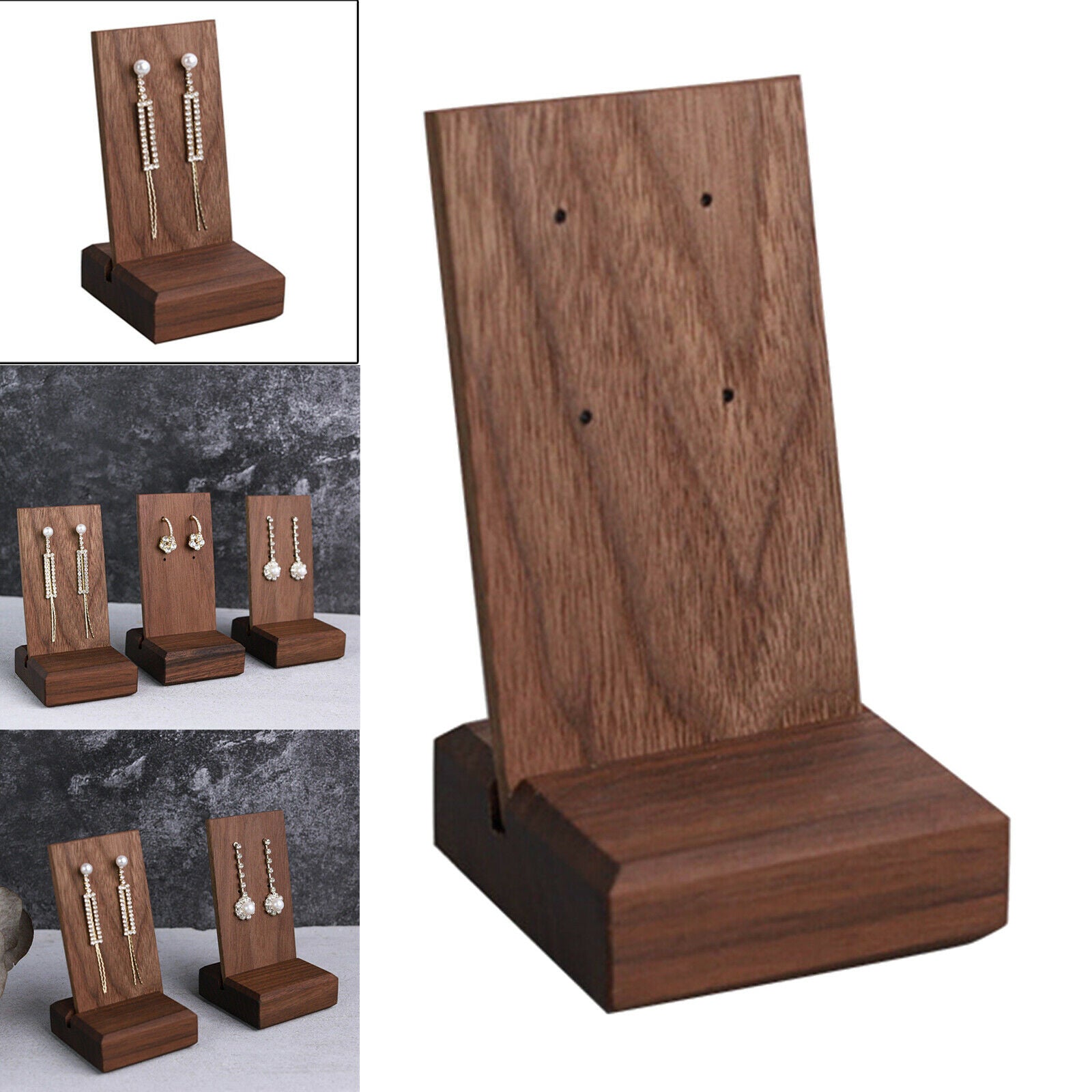 High-End Walnut Jewelry Display Stand Shelf Photo Props for Rings Bracelets