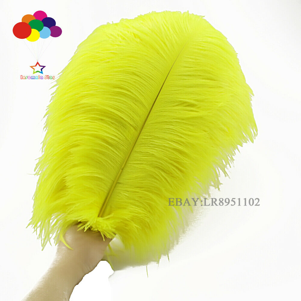 50 pcs Ostrich Yellow Feather 8-10 inches for hat corset dresses costume fans