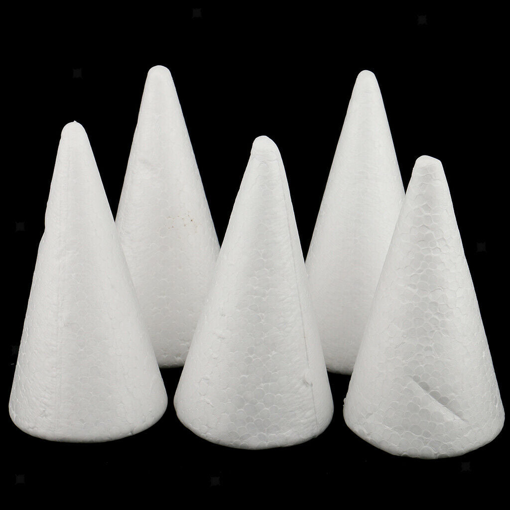 10 Pieces White Creative Styrofoam Foam Ornament Cone Shape DIY