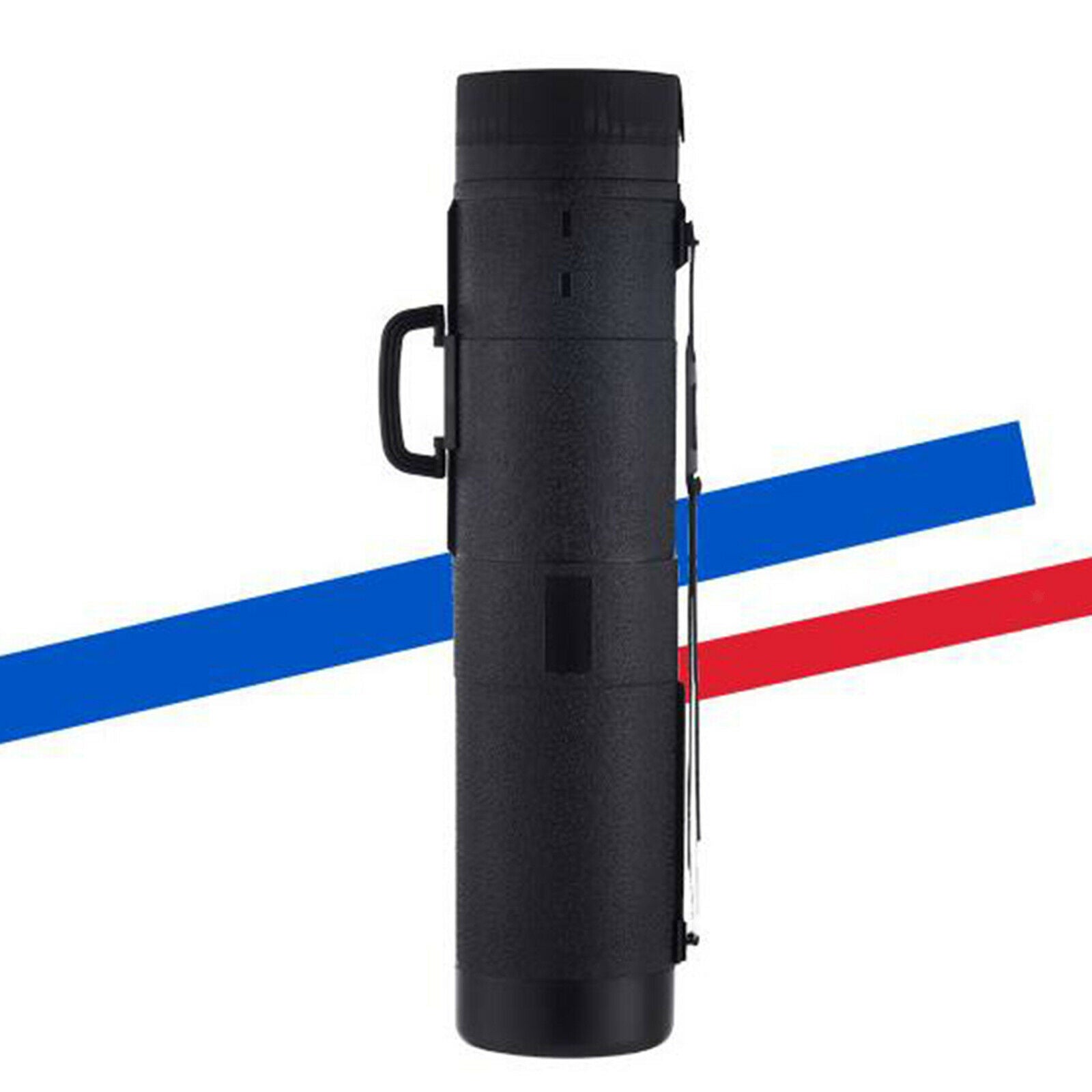Black Plastic Expanding Poster Drawings Document Storage Tube Box with Strap