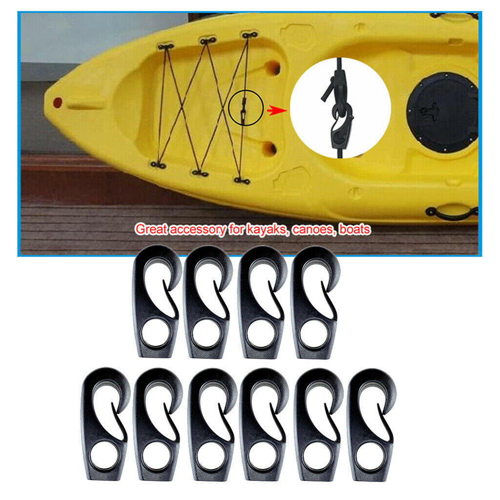 10pcs Durable 8mm Nylon Bungee Hook Kayak Shock Cord Hook for Shock Cords