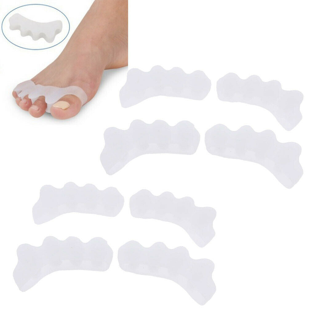 4Pair Elastic Comfort Silicone Gel Toe Hallux Valgus Separators Straightener