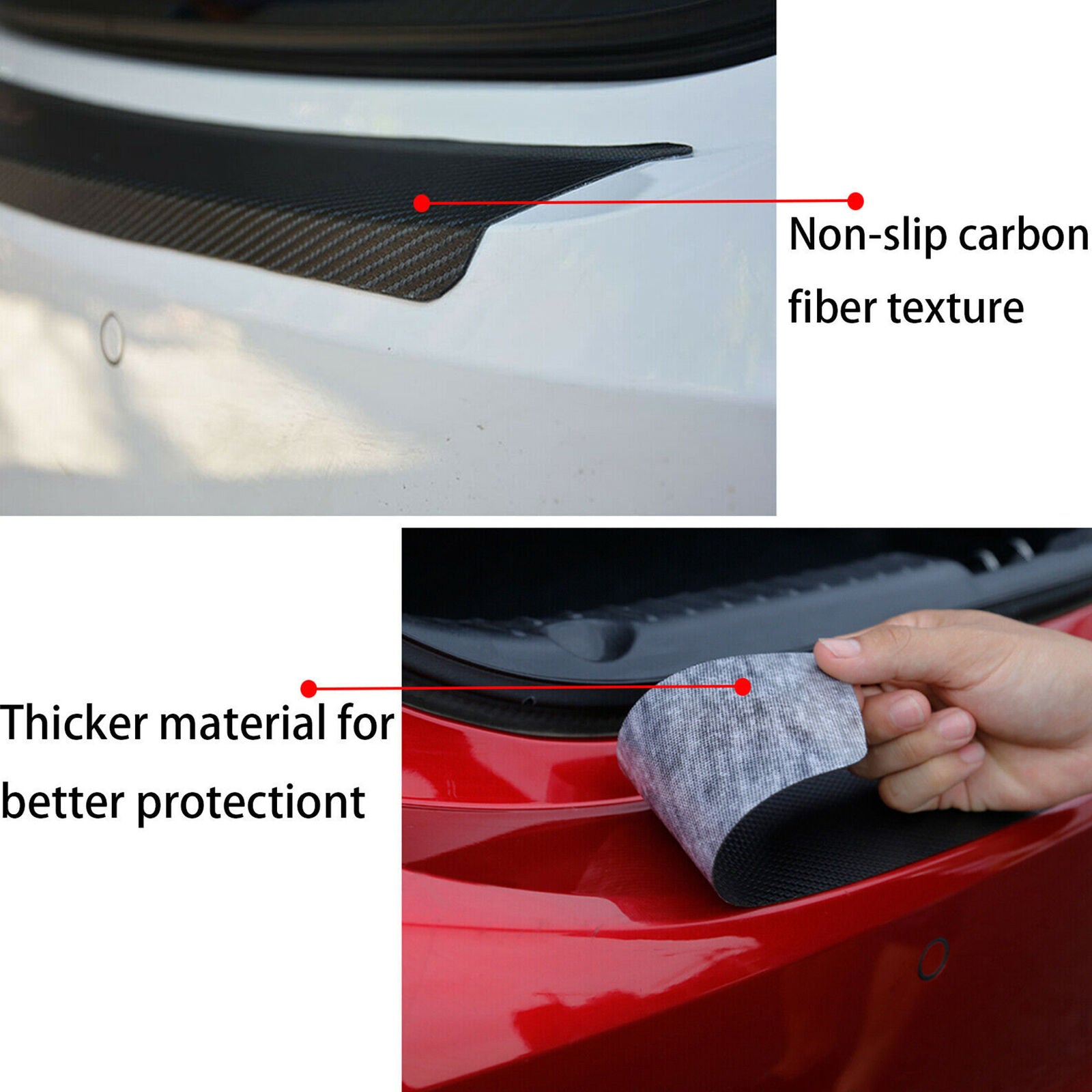 Carbon Fiber Leather Car Door Sill Cover Protector for Ford Super Duty 4 Pcs