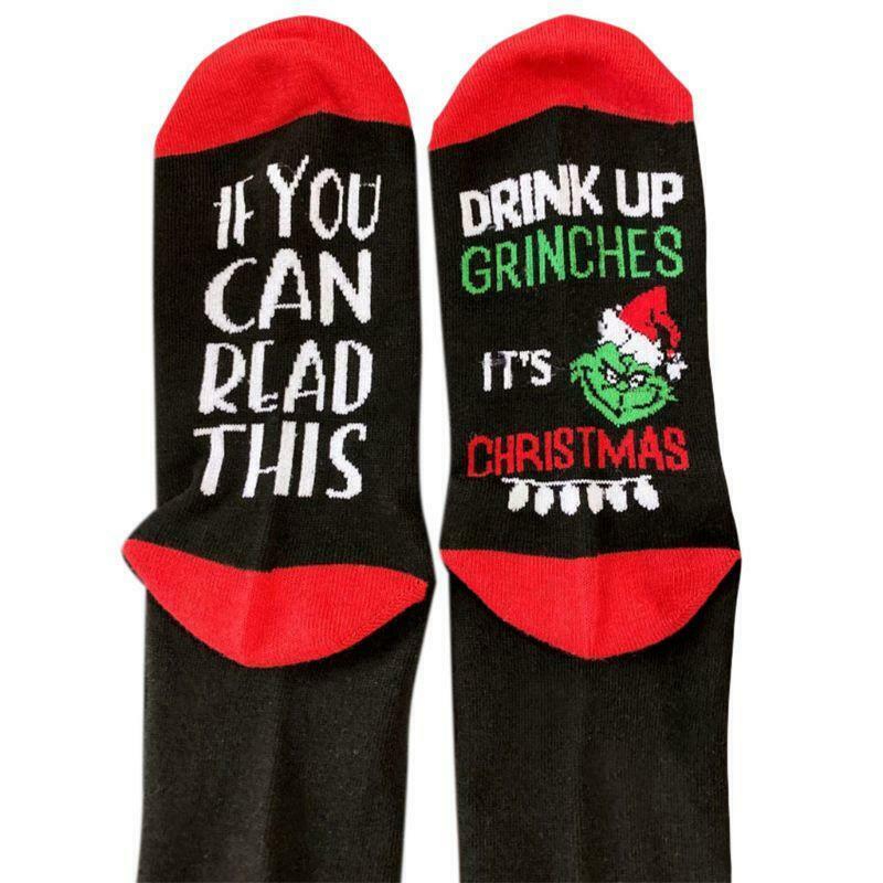 Unisex Christmas Crew Socks Funny Words If You Can Read This Hosiery Xmas Gifts