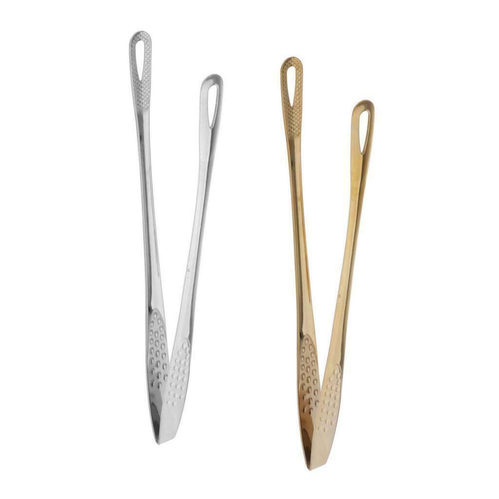 2Pcs Stainless BBQ Barbecue Cooking Grill Tongs 9.5inch Utensil Healthy