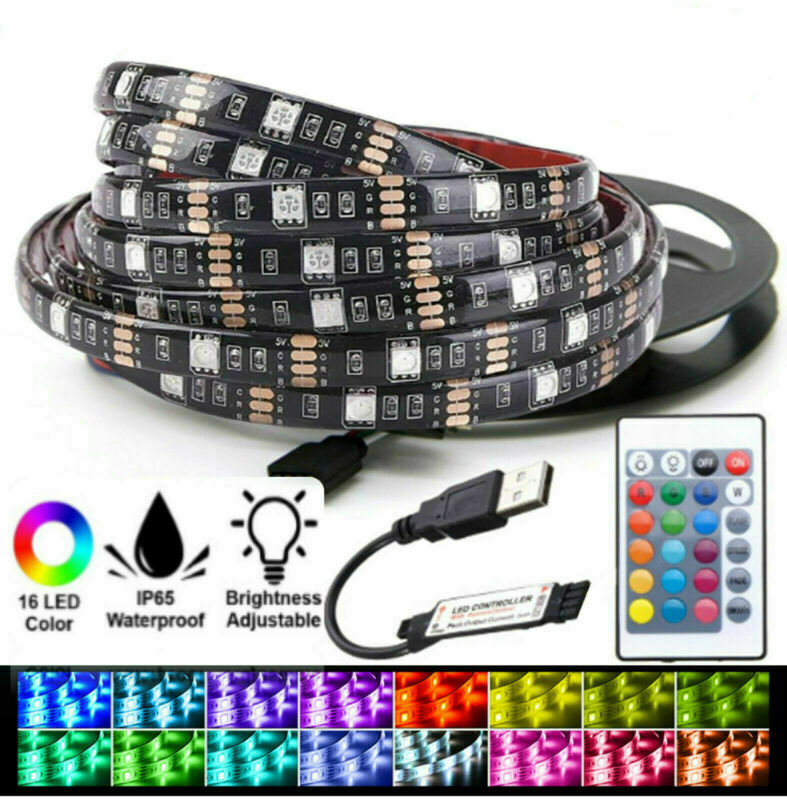 5m LED Strip Lights 5050 RGB Colour Changing Tape Under Cabinet Kitchen Lighting