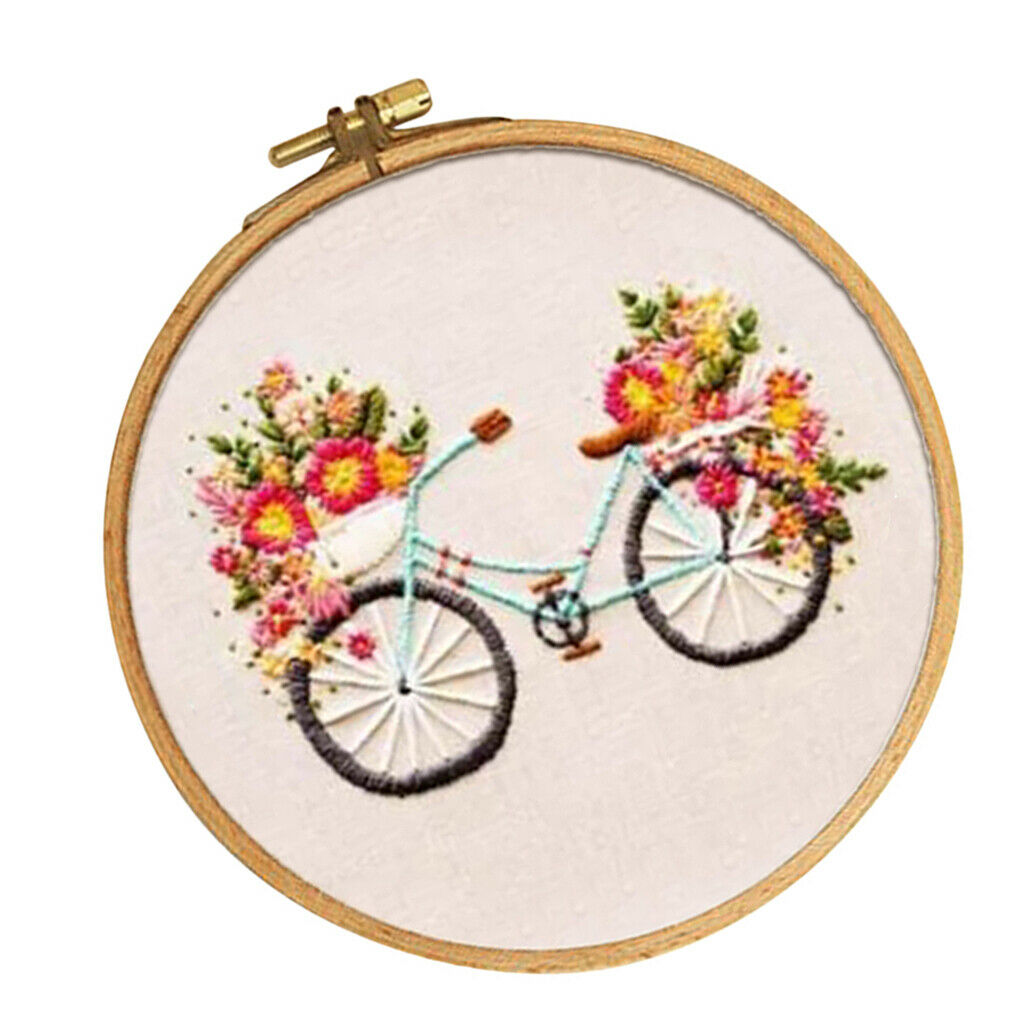 Full Range of Embroidery Starter Kit with Bicycle Floral Partten, Cross Stitch