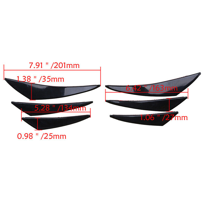 6pcs Universal Car Bumper Shark Fin Canard Splitter Diffuser Valence Spoiler Lip