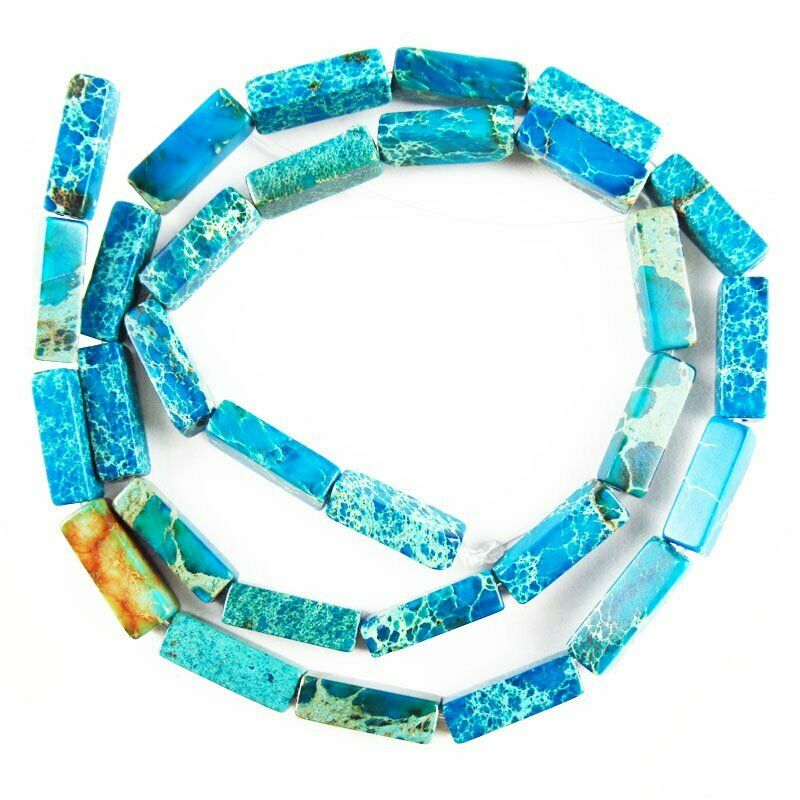 14x4x4mm Blue Man-made Sea Sediment Jasper Oblong Loose Bead 15.5 inch 594DHS