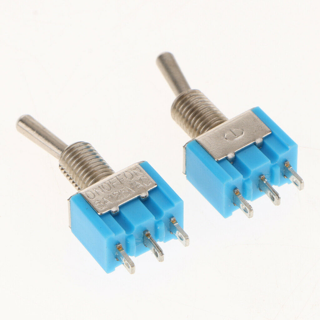 5Pcs MTS103 ON/Off/On Mini Toggle Switch 125VAC 6A 3-Pins Blue 6mm / 0.24''