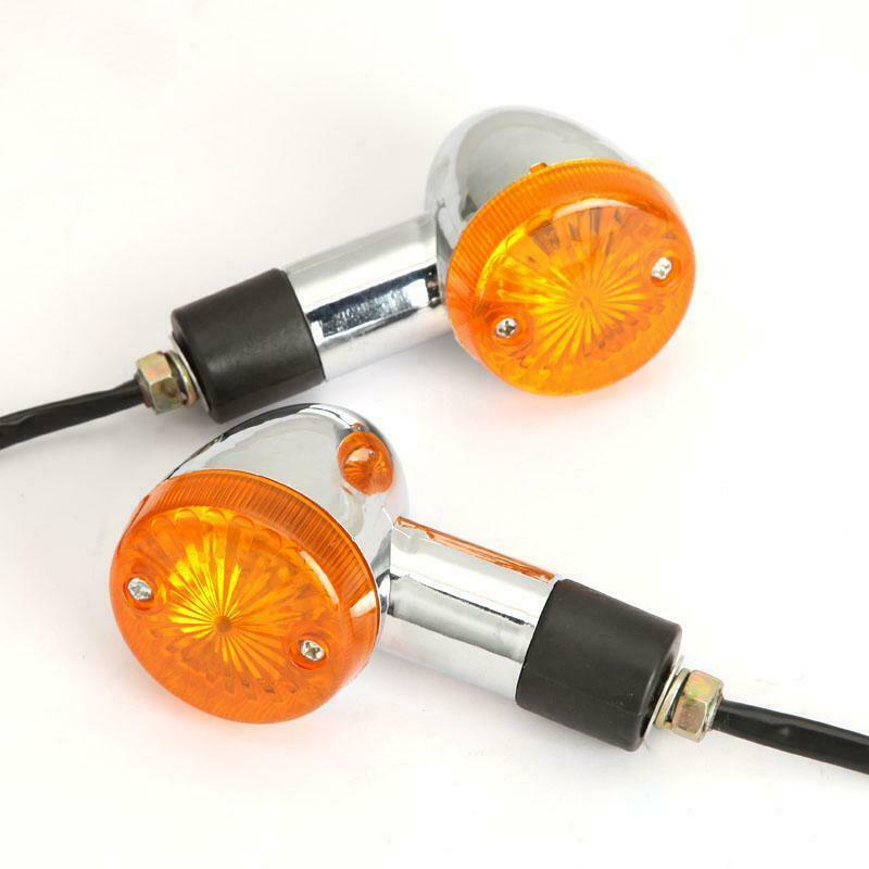 2x CHROME AMBER TURN Signals Lights for Kawasaki Vulcan VN 500 750 800 900 1600