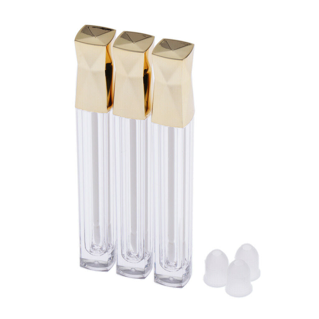 6x Pink Golden Empty Lip Gloss Tubes Travel Portable 5ml Lip Tint Containers